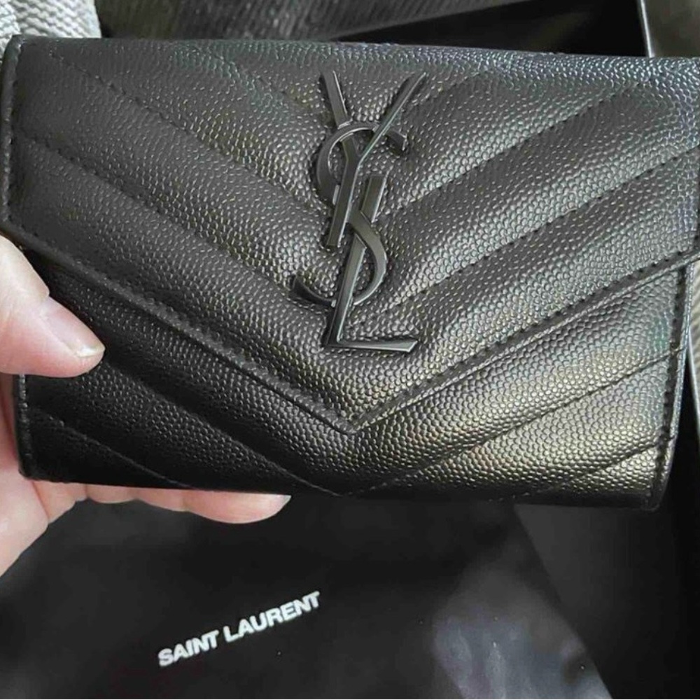 Authentic Saint Laurent Quilted Black Leather Wallet